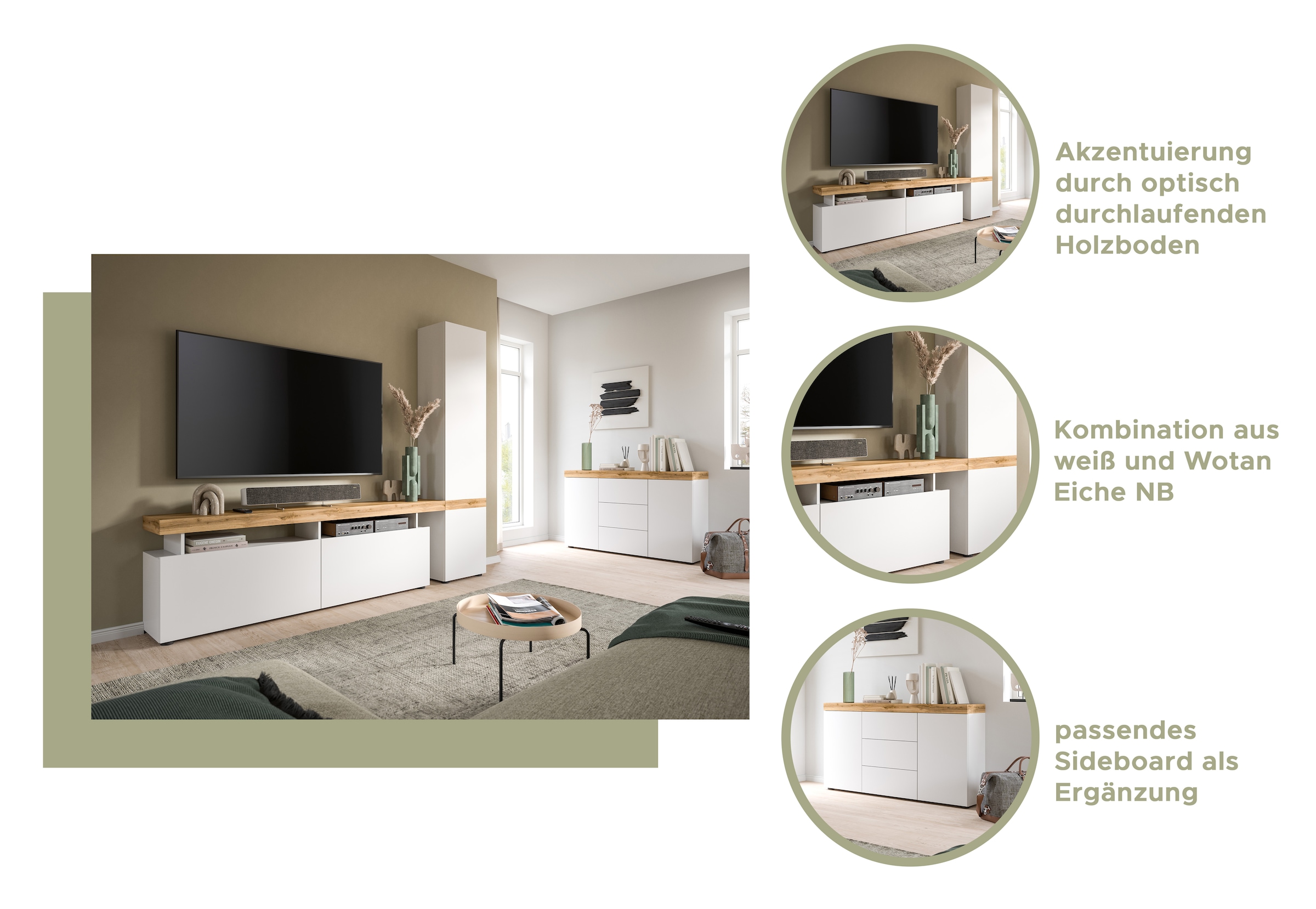 INOSIGN Sideboard »MAMBO, TOPSELLER!, Breite 125 cm, 2 Türen, 3 Schubkästen« 2-farbig, Türen mit push to open, grifflose Fronten, Anrichte, Schrank