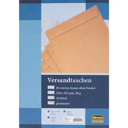 Idena Versandtasche B4 braun, gummiert