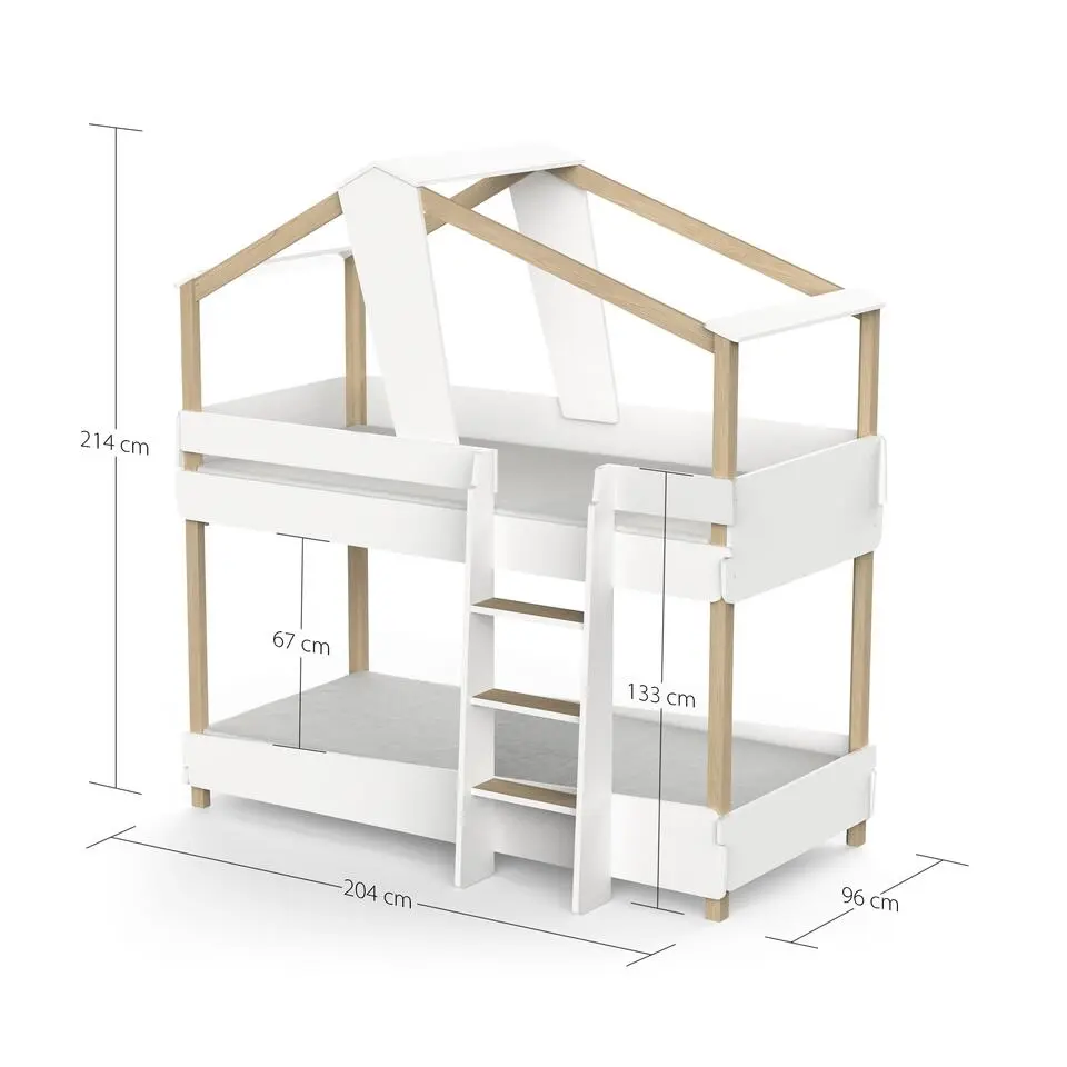 CALICOSY - Stapelbed TIMBER - Wit - 206x200x112,3 cm
