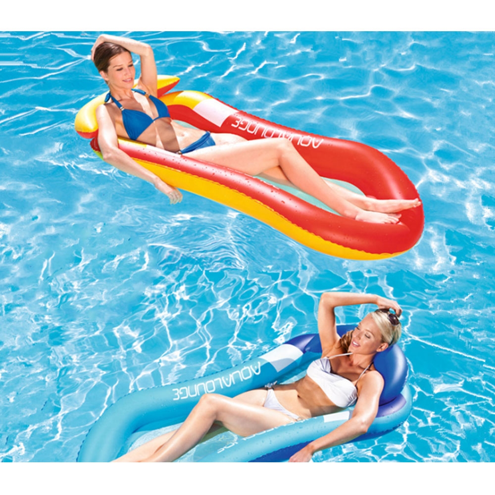 (153cm) Grosse Aufblasbare Wasser Luftmatratze Wasserhängematte Badeinsel mit Netz   Luftpumpe - Blau