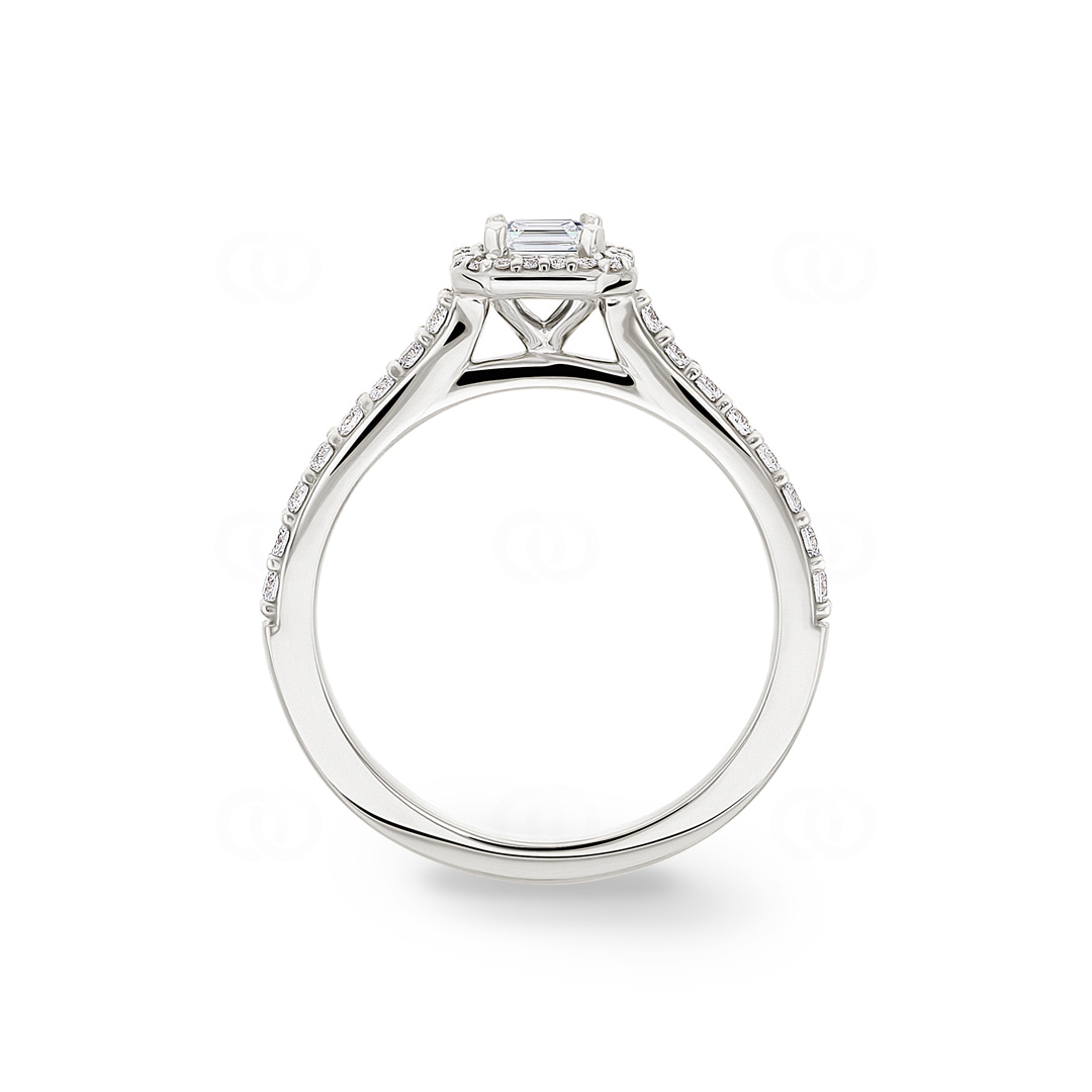 Asscher Halo Diamantring 750/18 K Weissgold 0.62 ct G/si