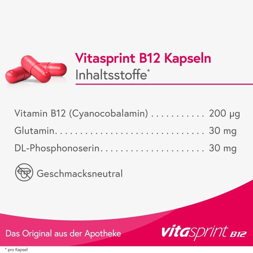 Vitasprint B12 Kapseln, 20 St. mit Vitamin B12 für mehr Energie