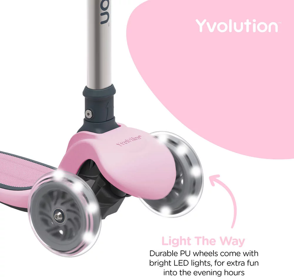 YVOLUTION GLIDER AIR ROSE - TROTTINETTE 3 ROUES LUMINEUSES