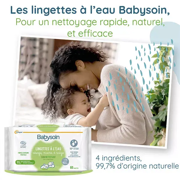 Babysoin Lingettes à l'Eau Corps Visage Siège Sans Parfum Lot de 4 x 60 lingettes