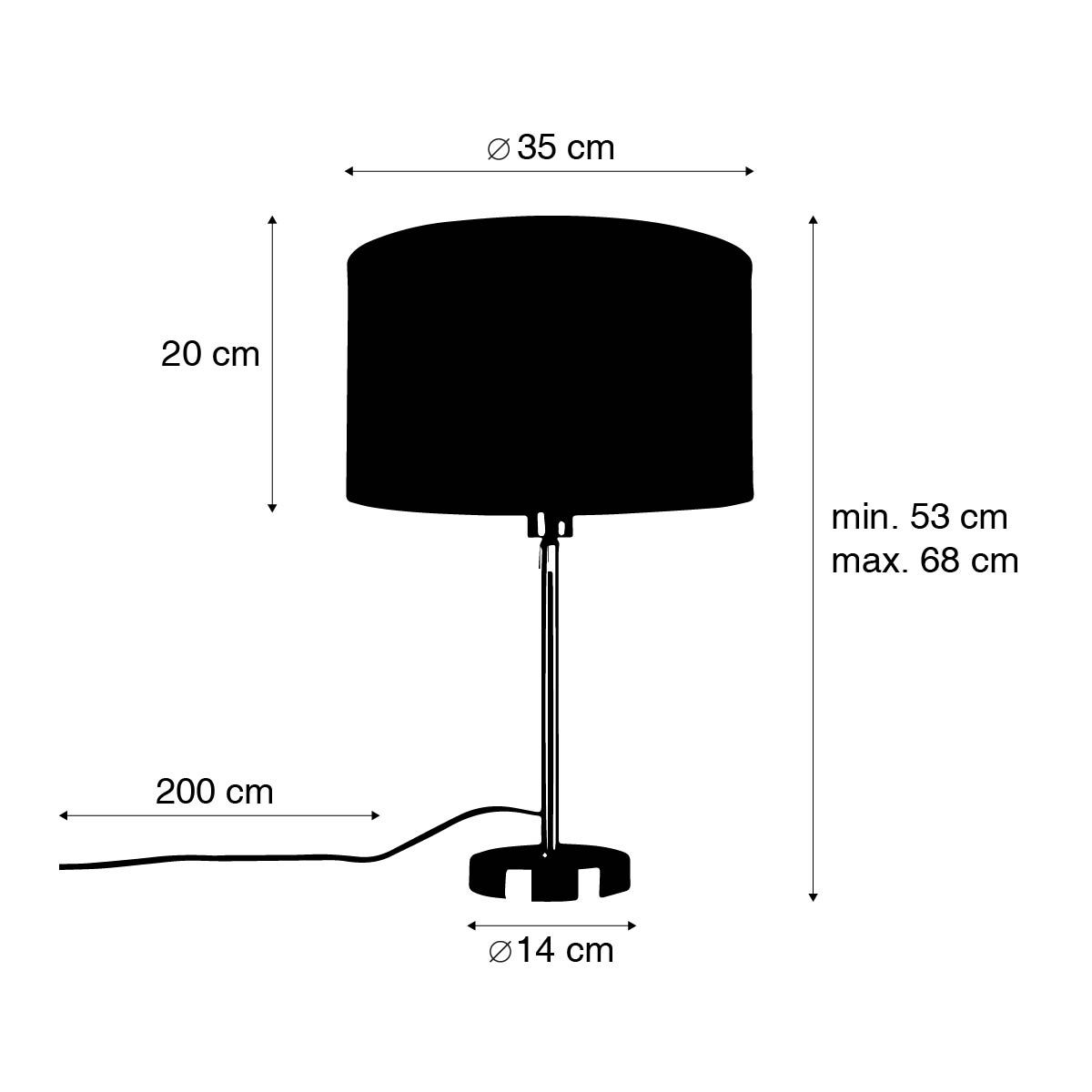 Tafellamp goud verstelbaar met kap wit 35 cm - Parte
