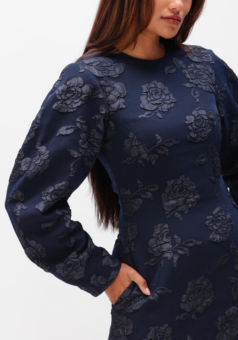 donkerblauwe rotate jurken jacquard mini dress