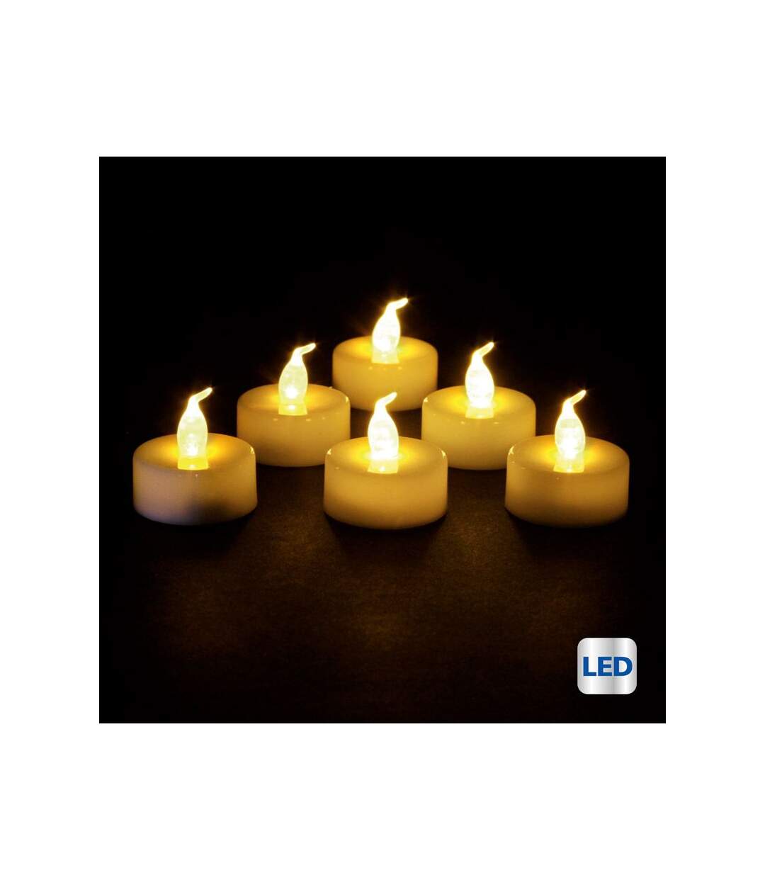 Lot de 6 Bougies Led Colorama 4cm Blanc Chaud