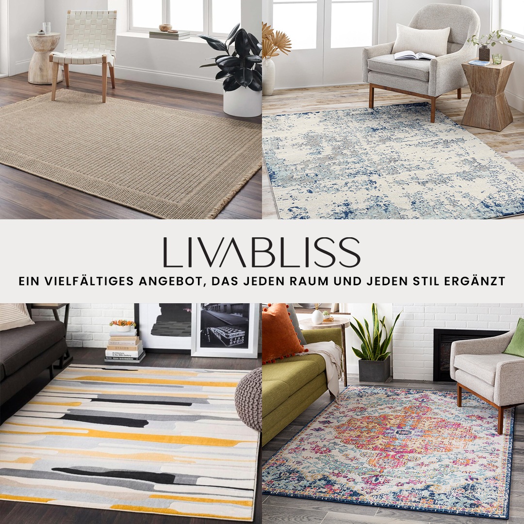Livabliss Teppich »JAIPUR« rund 13 mm Höhe Skandinavischer Teppich, Kurzflor Boho-Wohnzimmerteppich, Läufer