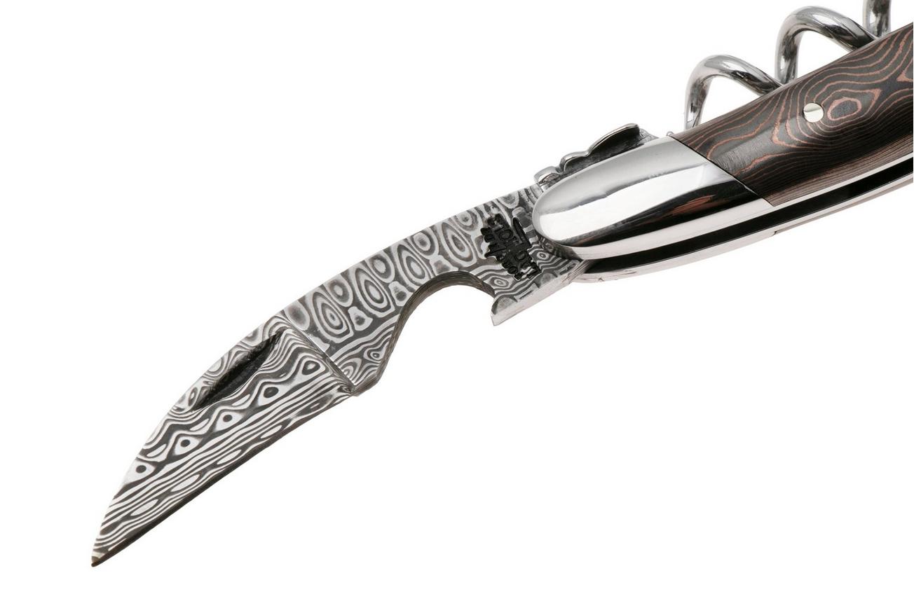Forge de Laguiole 00008359, Munin Stainless Damascus, Hand Chiseled Bee, Fat Carbon Copper kelnersmes