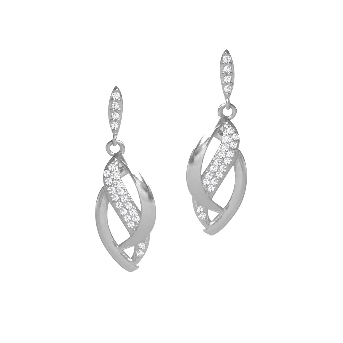 Boucles d'oreilles argent 925 rhodié et oxydes de zirconium