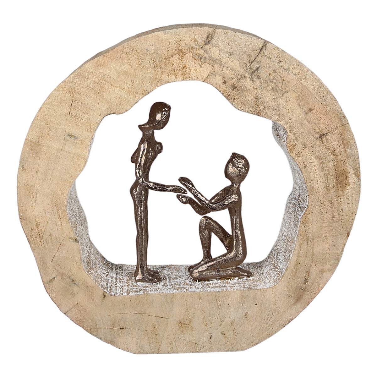 Sculptuur GILDE Figuur Hoogte 28cm Breedte 28cm bronskleurig, naturelkleurig aluminium, mangohout