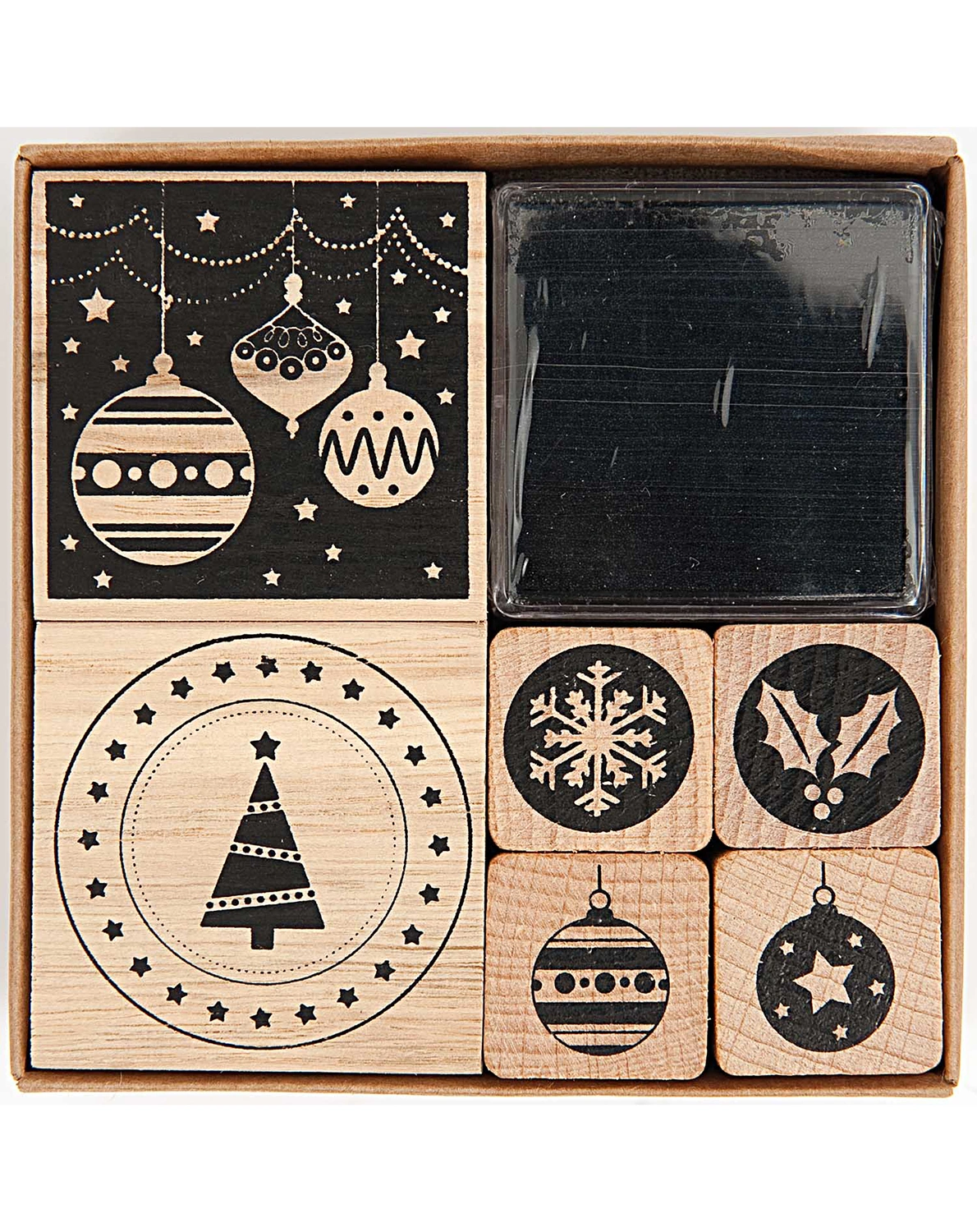 Stempel-Set MODERN CHRISTMAS 6er-Pack aus Holz