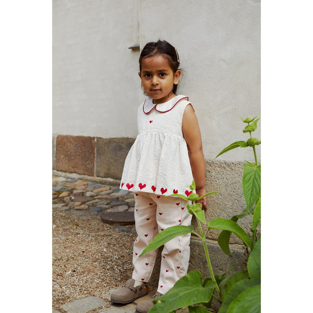 Køb COPENHAGEN COLORS Dusty Rose W. Berry Hearts Twill Heart Bukser