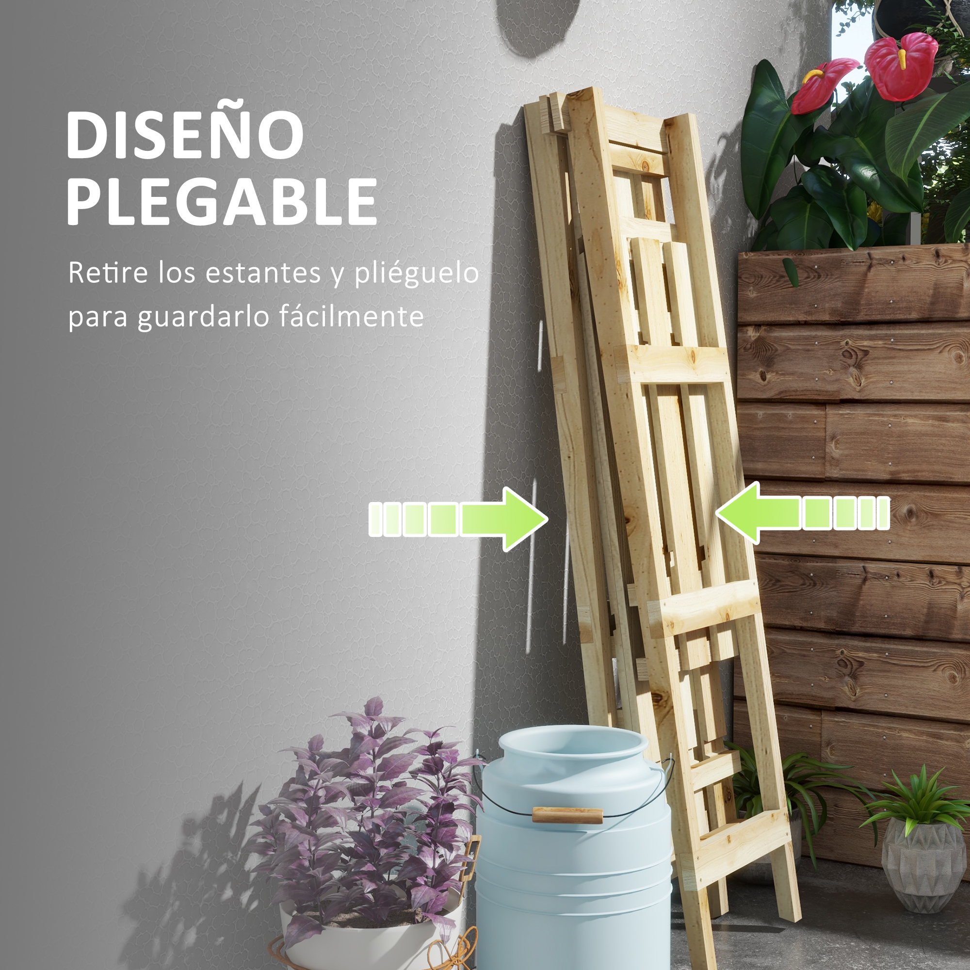 Prateleira para plantas Outsunny em madeira natural
