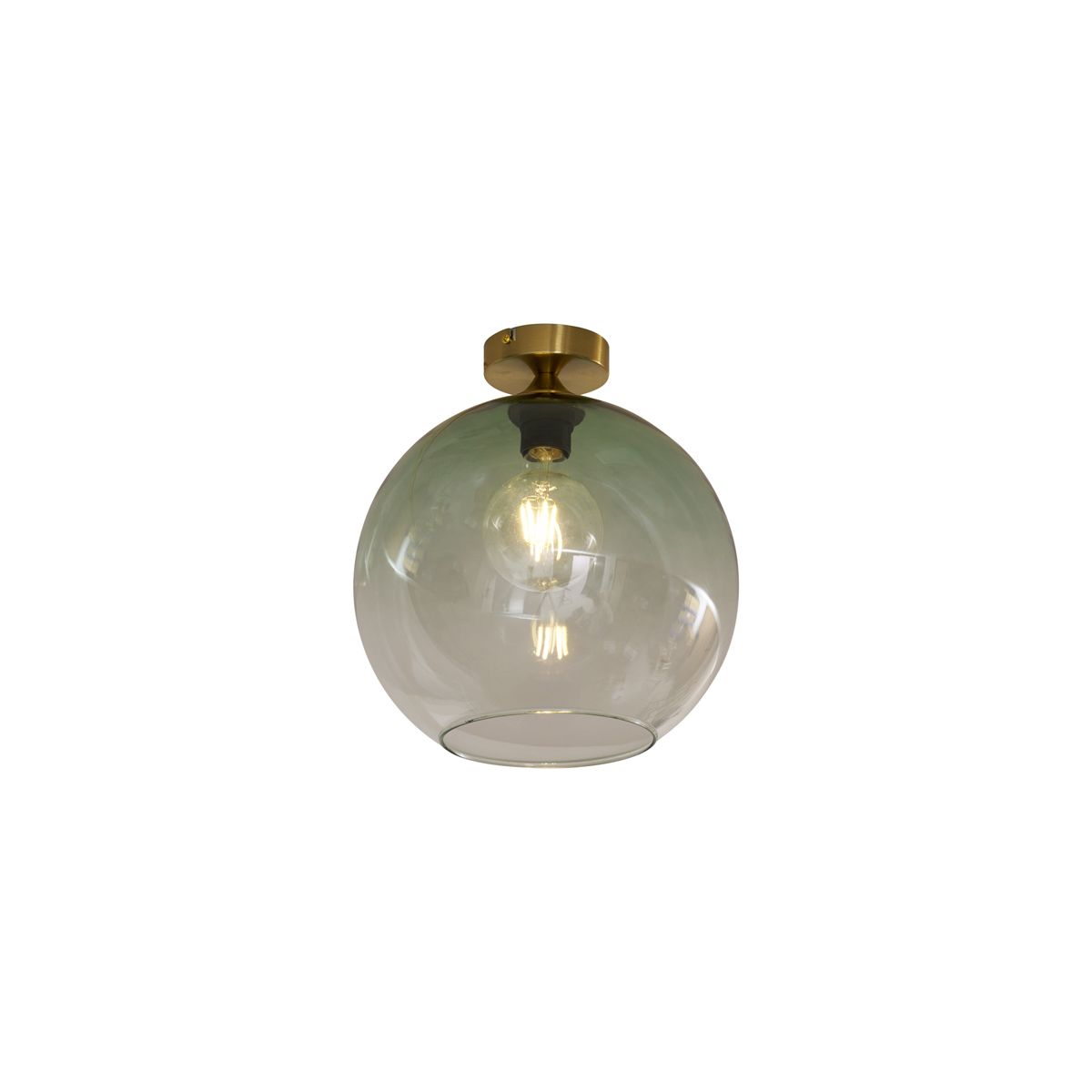 Art Deco plafondlamp messing met groen glas - Sandra