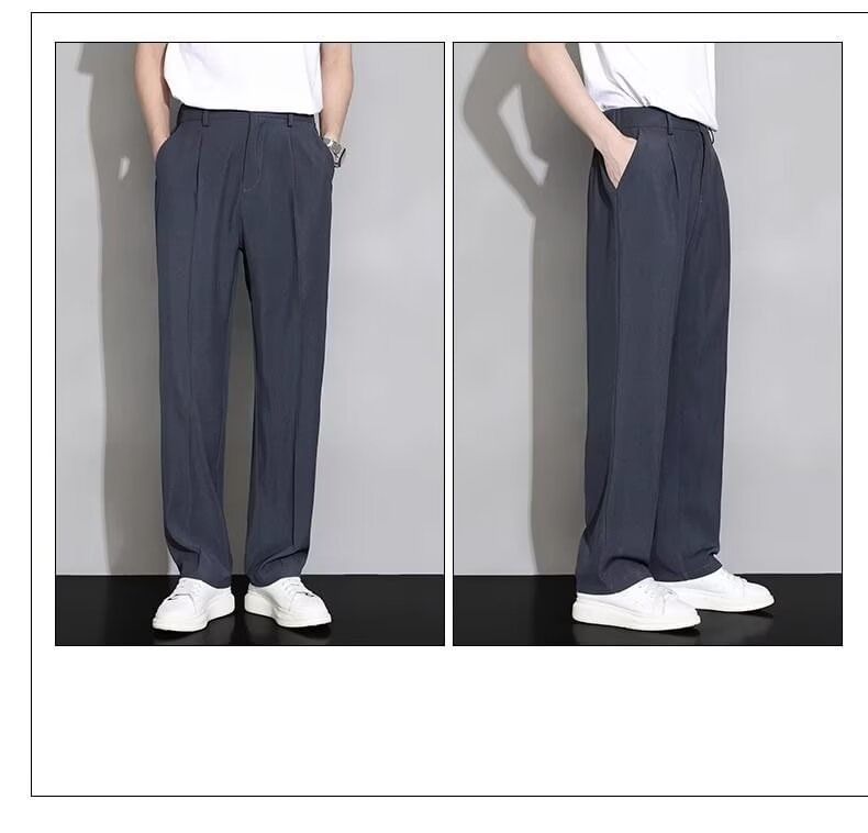 Cowpow - Mid Rise Plain Loose Fit Dress Pants