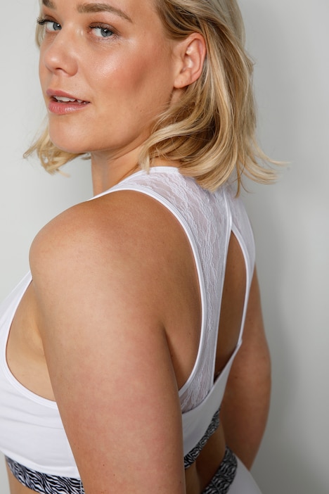 Bustier, Rücken aus Spitze, gemustertes Unterbrustband