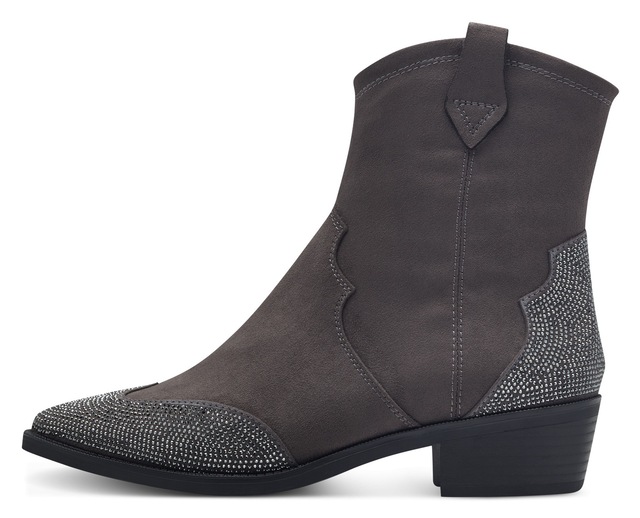 MARCO TOZZI Westernstiefelette  , Blockabsatz, Cowboy Stiefelette, Boots, funkelnde Glitzersteinchen