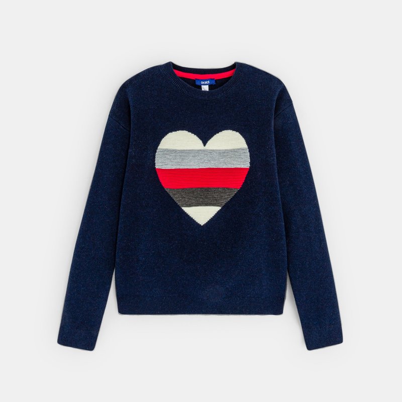Pull motif cœur gris Fille