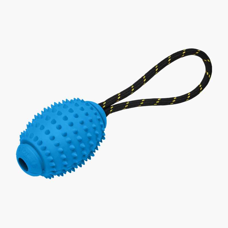 Blå taggete ball med tau