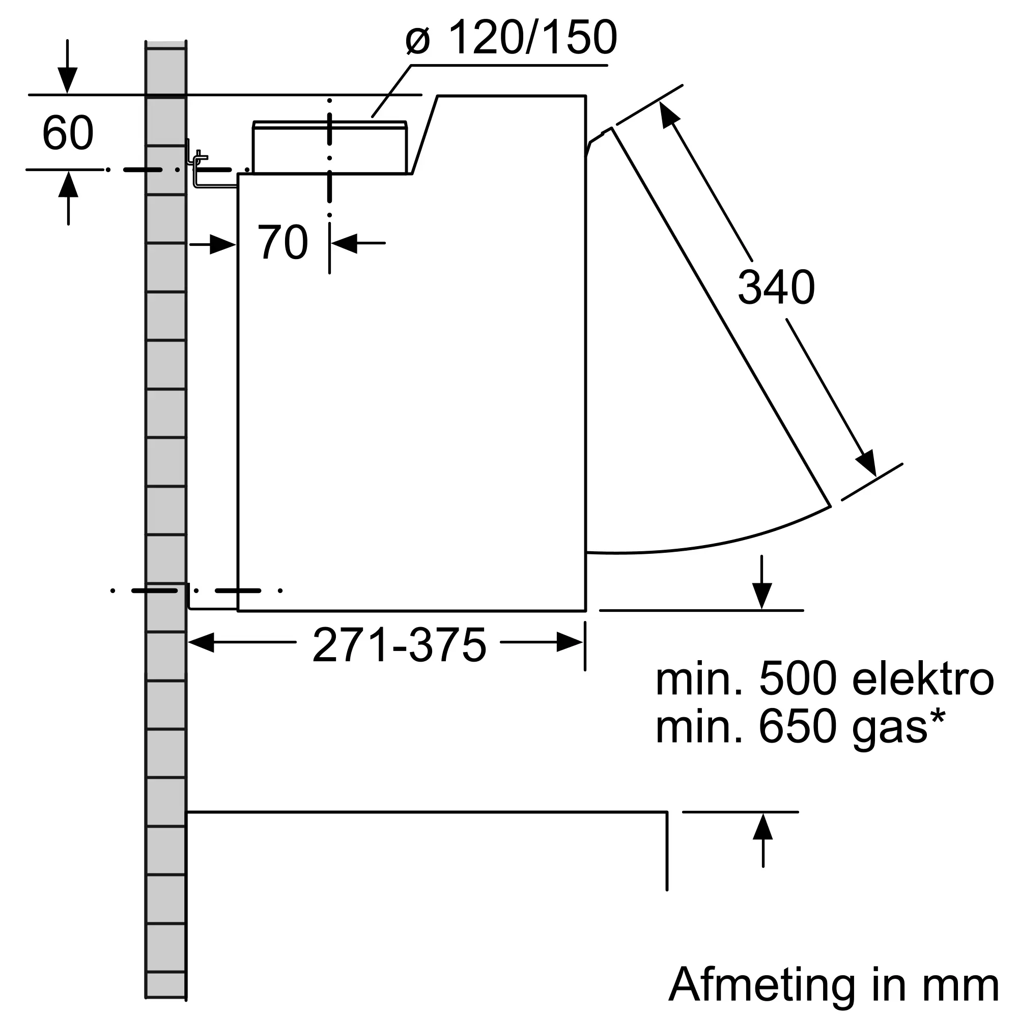Serie 2 Geïntegreerde afzuigkap 60 cm Zilver
