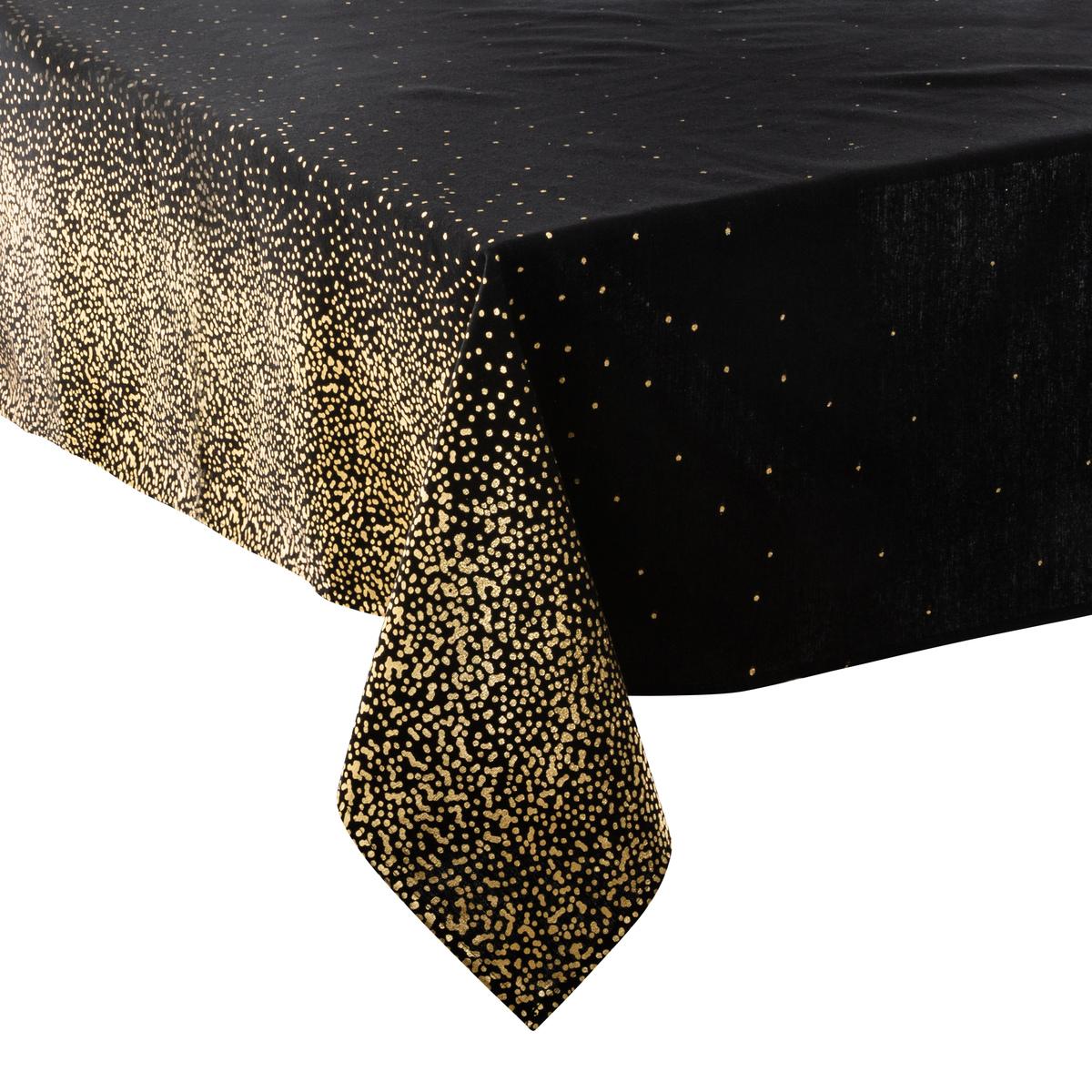 NAPPE IMPRIME LEOPARD NOIR OR 140X240CM