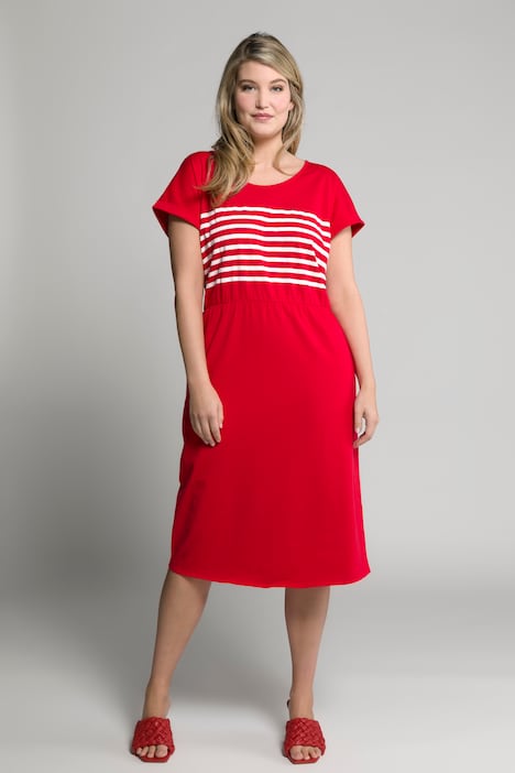 Kleid, Ringel, Rundhals, Halbarm
