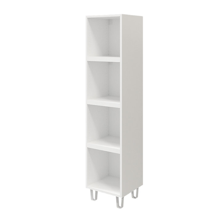 Colonne de rangement blanche sur pieds avec tiroirs et porte anthracite brillant GoodHome Atomia H. 161 x L. 37,5 x P. 35 cm