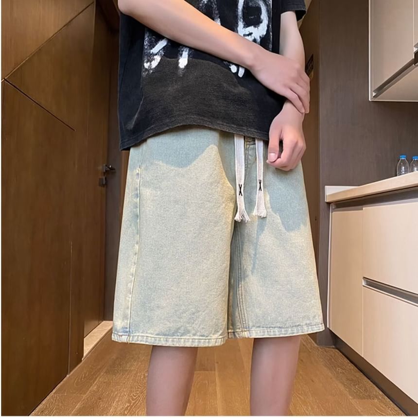 Maxelane - Gewassen denim shorts met trekkoordtaille