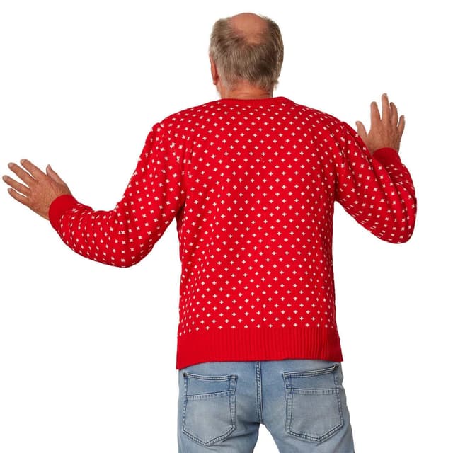 Julesweater Snebyger rød-hvid