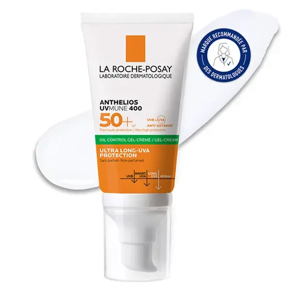 Protetor solar facial em gel-creme antibrilho La Roche-Posay Anthelios FPS 50+ sem perfume 50ml