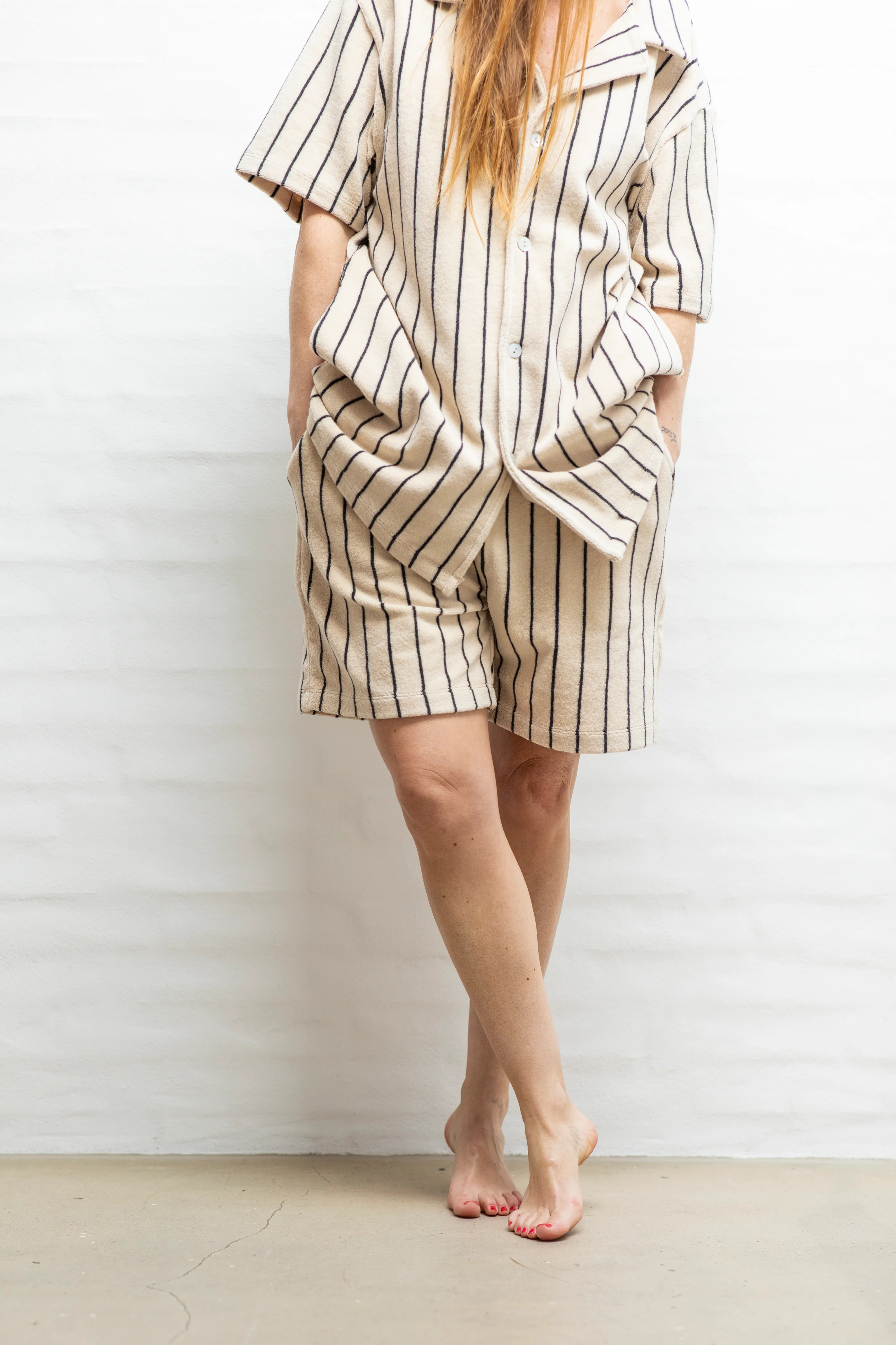 Bongusta  Naram Knitted skjorte - Creme & Ink