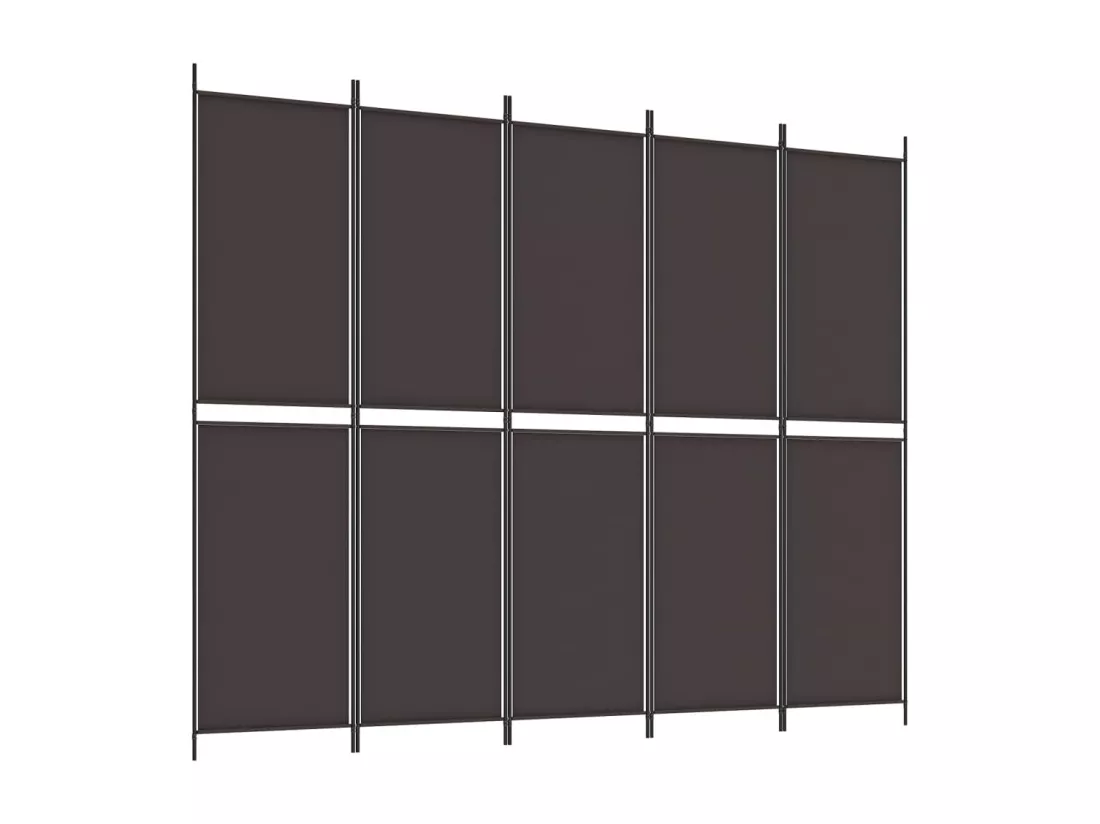 Cloison de séparation 5 panneaux Marron 250x200 cm Tissu