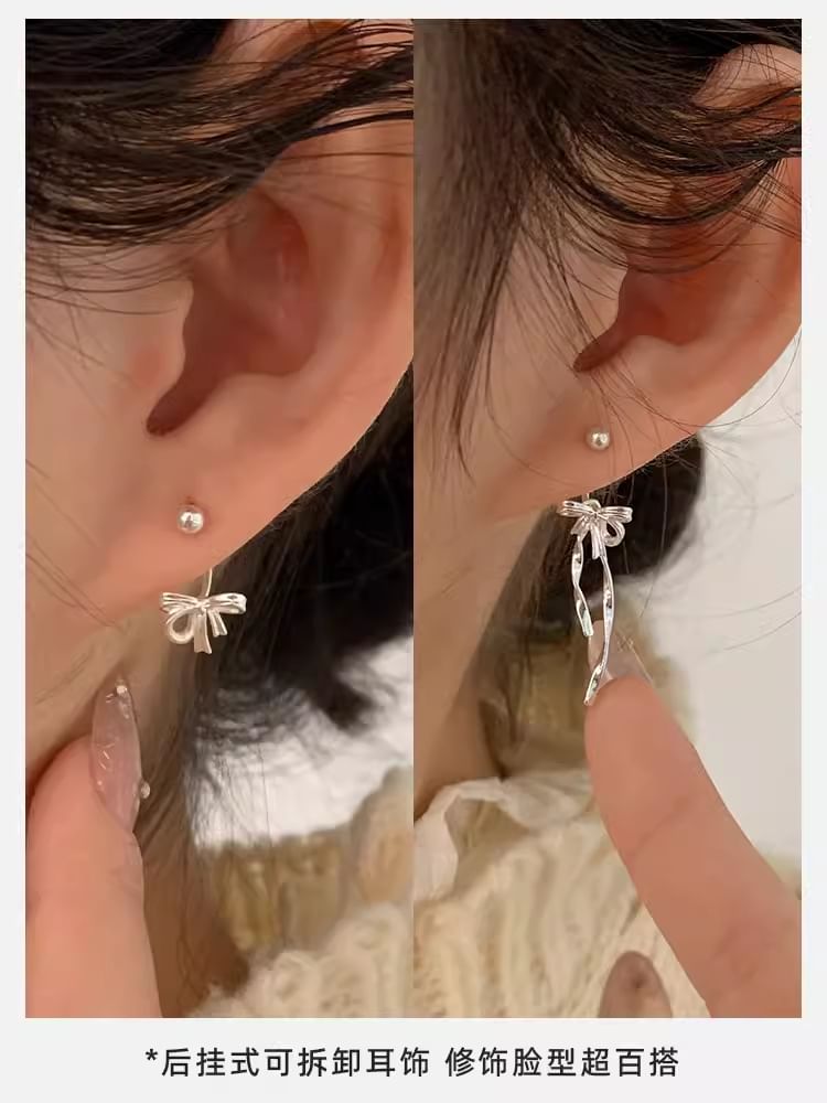 Hansha - 925 Sterling Zilveren Strik Oorbel