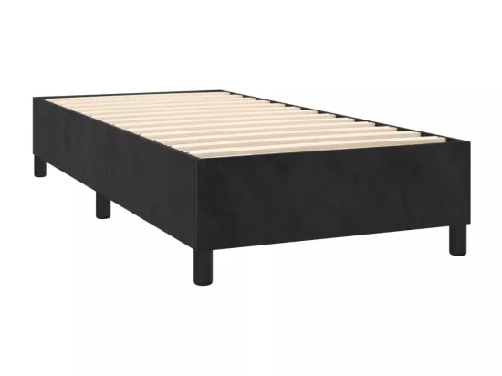 Sommier tapissier avec matelas et LED Noir 90x190 cm Velours