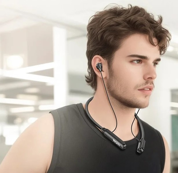 Kopfhörer mit Magnetischem Nackenband Wireless In-Ear Headset mit Bluetooth 5.3 / ENC Noise Reduction - Schwarz