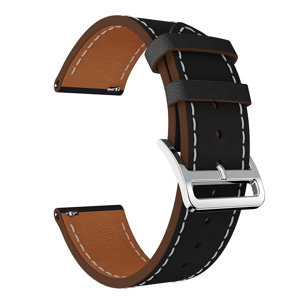 Fitbit Versa / Versa 2 / Versa Lite Echtleder Ersatz Armband mit Metallverschluss - Schwarz