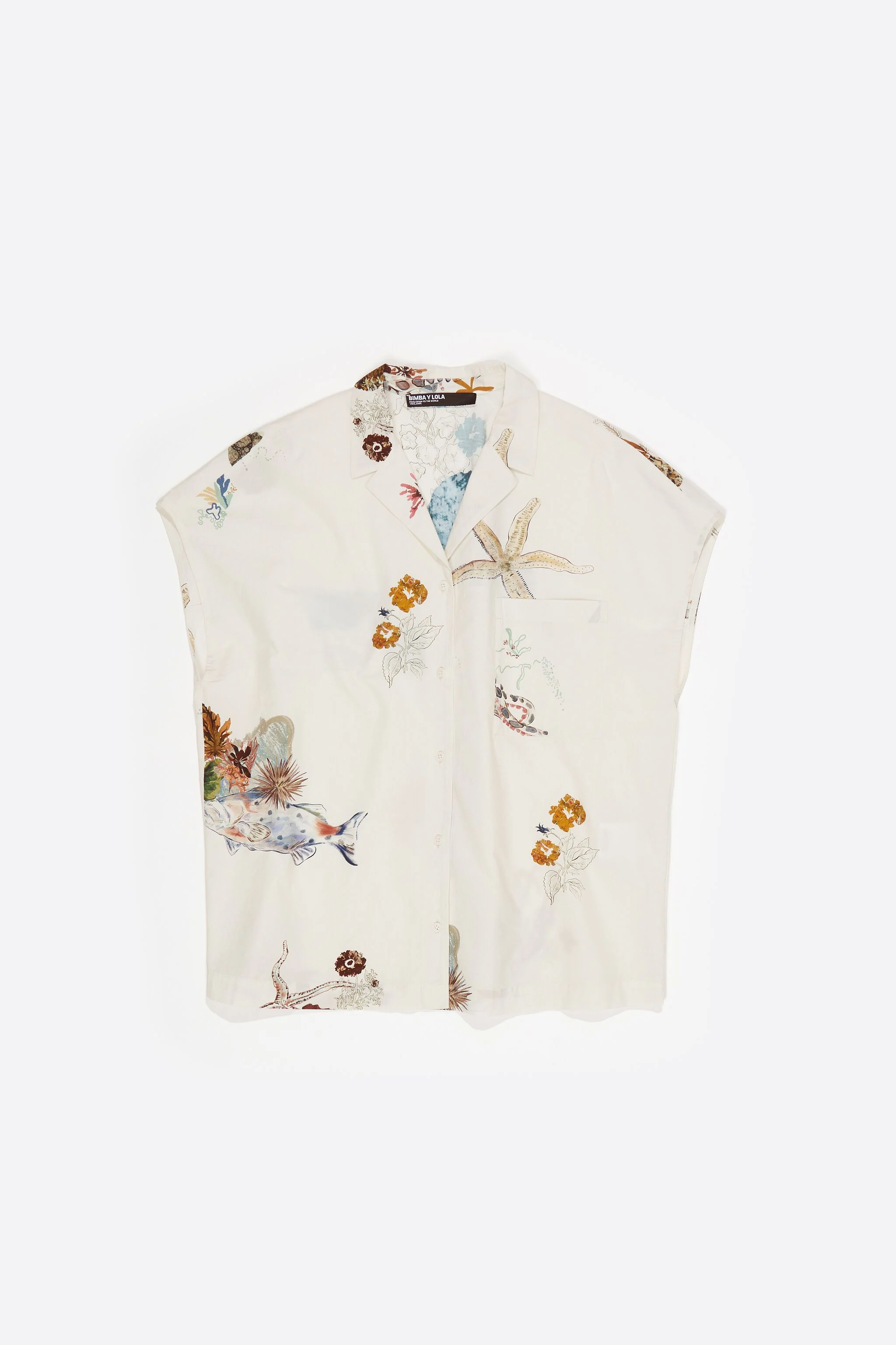 Camisa tipo capa em algodão Seabed off-white