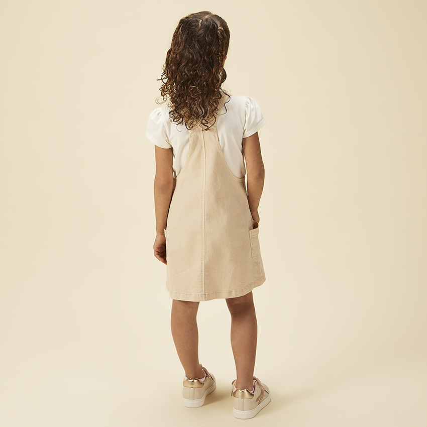 Robe salopette en jean à boutons décoratifs pour fille