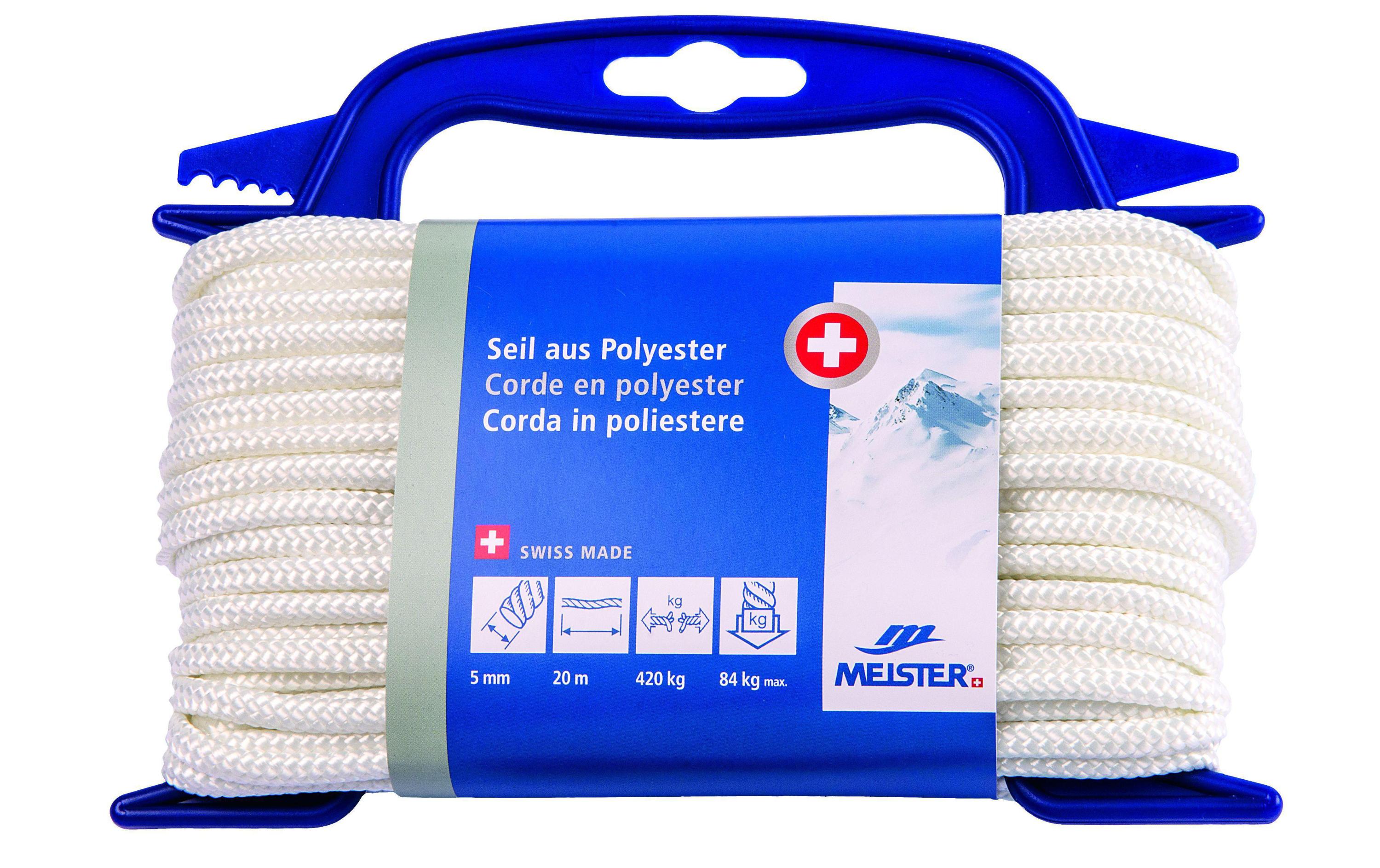 Polyesterseil Ø 5 mm, 20 m, 420 kg, WeissPolyesterseil Normalgeflecht