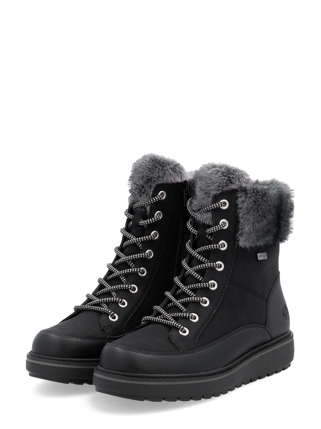 Remonte Premium leather tex black ullfôret med brodder