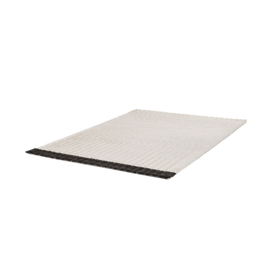 Tapis de salon en relief - modern circle - crème - 80 x 150 cm