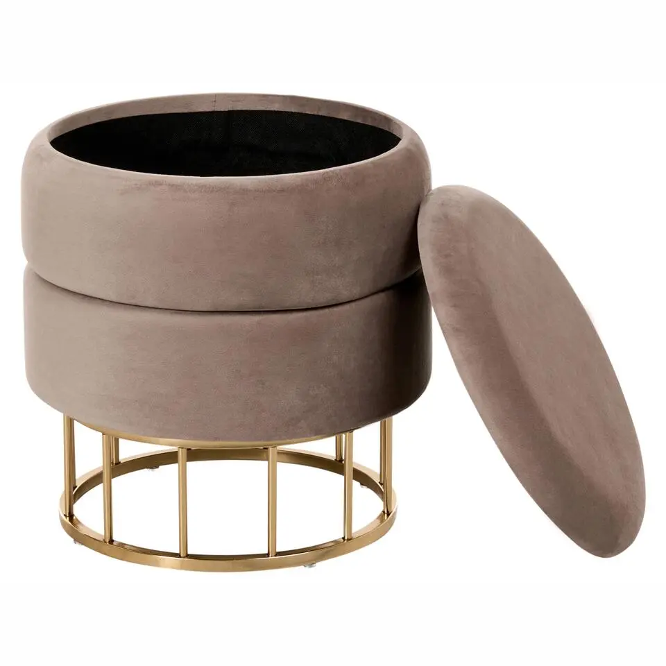 ELGIN - Poef - Taupe - 37 cm - Fluweel