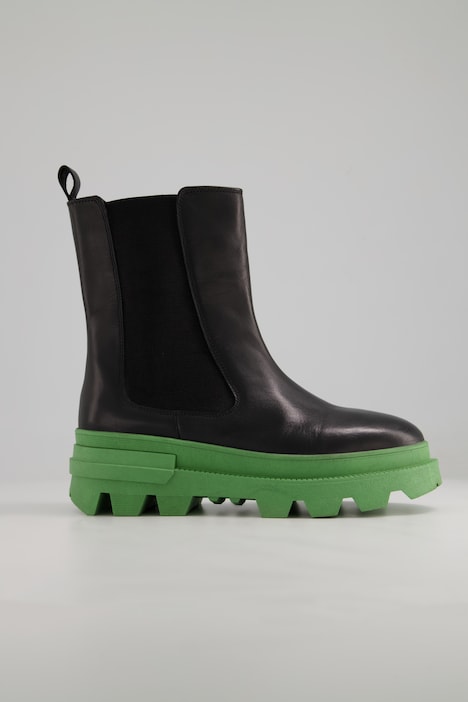 Chelsea-Boots, Leder, farbige Plateausohle, Weite H