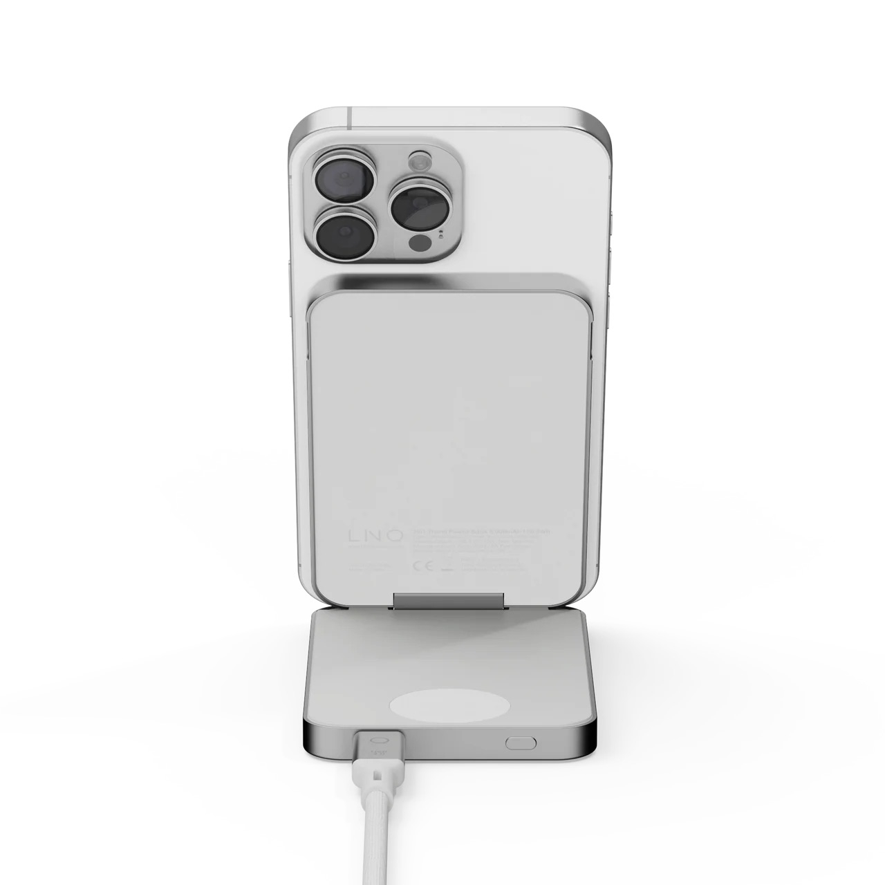 (20W) 8000mAh Magnetische MagSafe Powerbank USB C Power Delivery Ladegerät   Kickstand (LQWPS082) - Silber