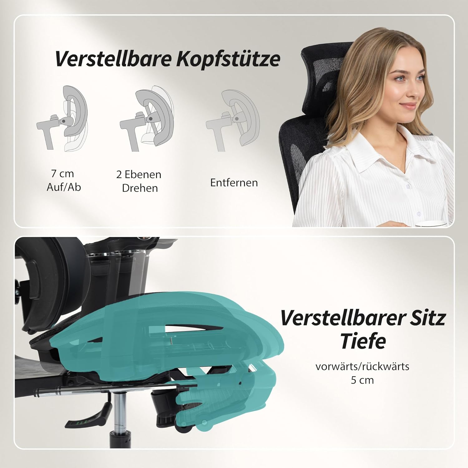 HOMCOM Bürostuhl Ergonomisch Schreibtischstuhl mit dreistufig verstellbar Lendenstütze verstellbar Sitztiefe drehbar Kopfstütze 6D-Armlehnen Höhenverstellbar Computerstuhl mit Neigungsfunktion Schwarz