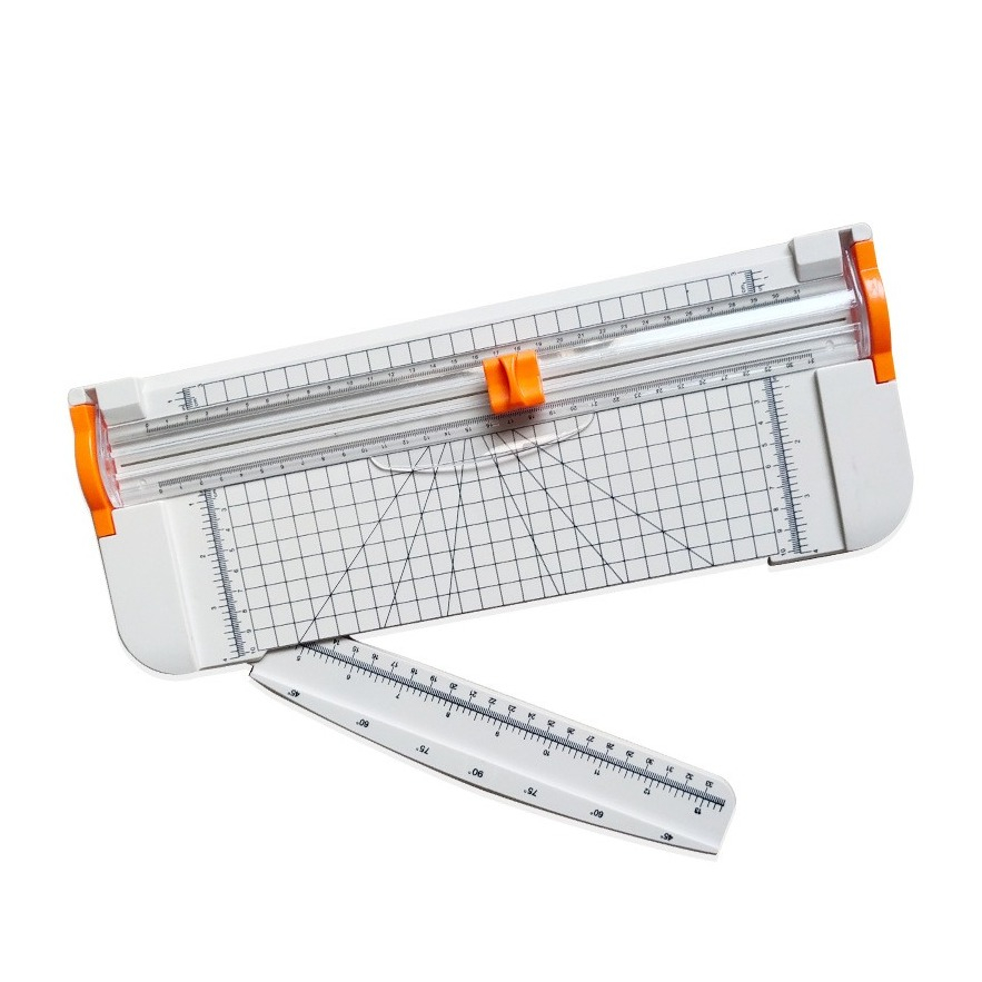(38x16cm) Papier Roll / Schnitt Schneidemaschine mit Führungsschiene (Schnittlänge 31 cm) - Weiss / Orange