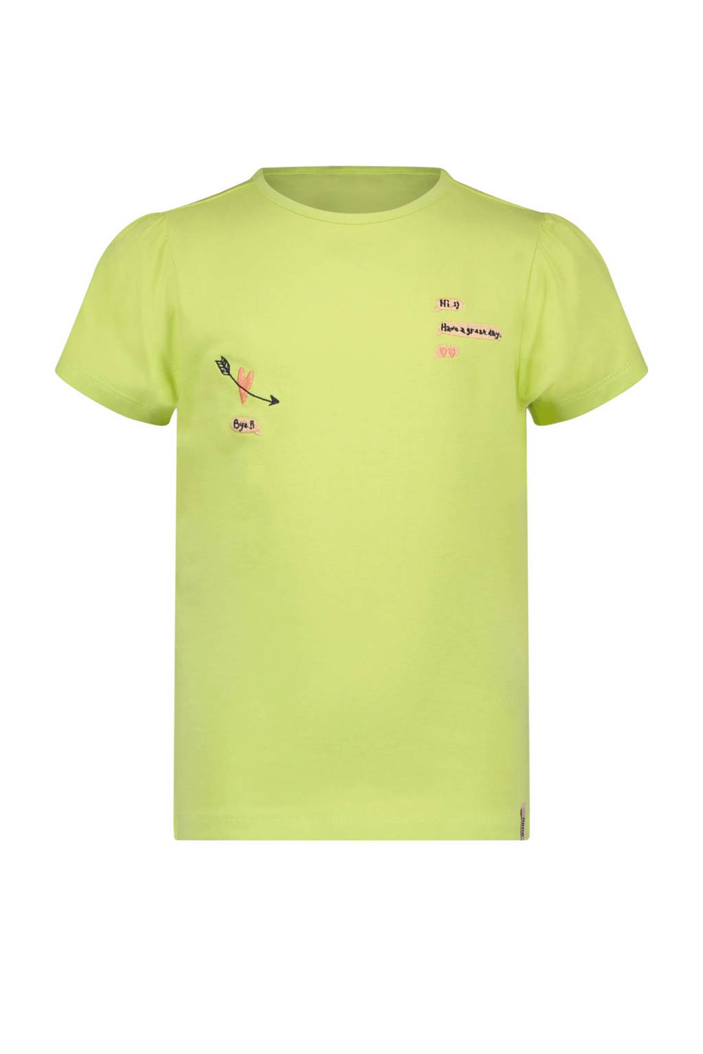 NONO T-shirt Kantal met printopdruk lime