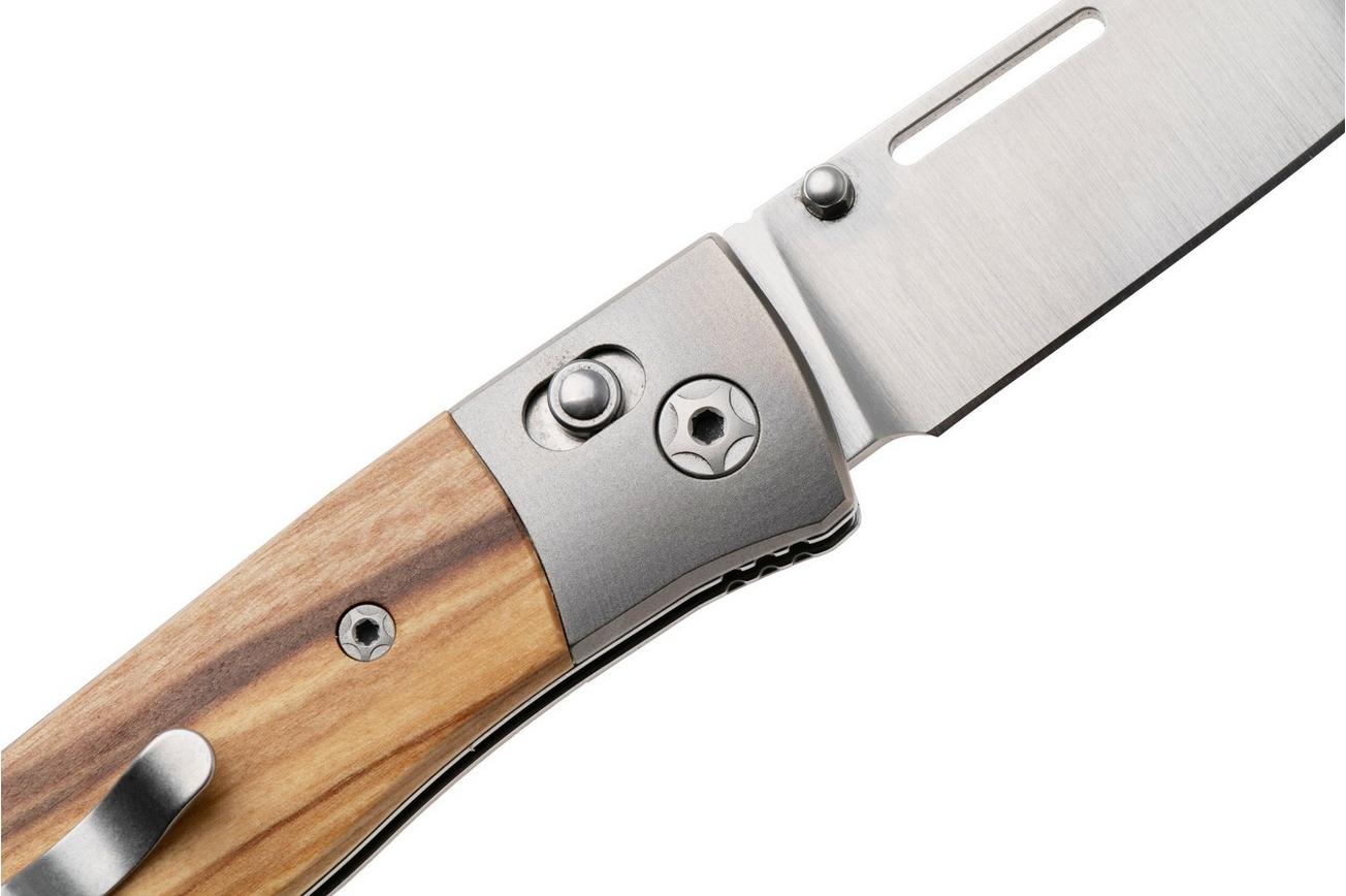 LionSteel NiNi NN2 UL M390 Satin, Titanium Bolsters, Olive Wood, zakmes, Gianni Pauletta design