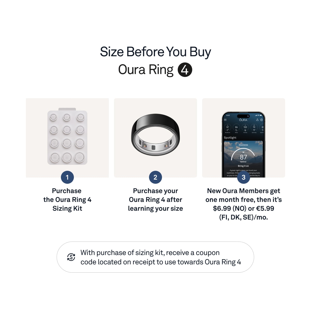 Oura-ring smarttring 4 størrelse 7 (Black)